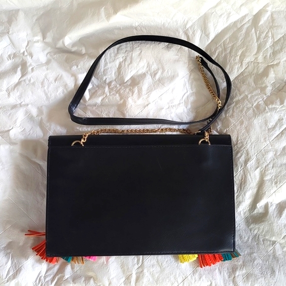 Ladies leather envelope purse, snap closure, zipper pocket inside, tassels - Picture 4 of 15